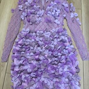 Purple Floral 3D Dress